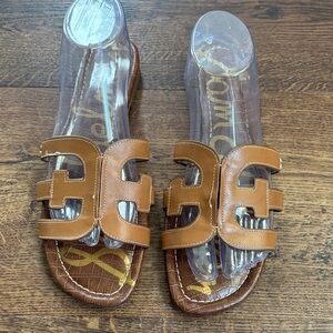 Sam Edelman Brown Leather Slide Sandals